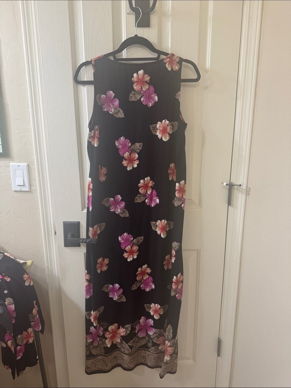 Roaman's Black Maxi Dress with Pink and Cream Floral Print and Matching Jacket - Picture 3 of 5